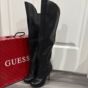 Guess Black Over the Knee Boots with Stiletto Heel